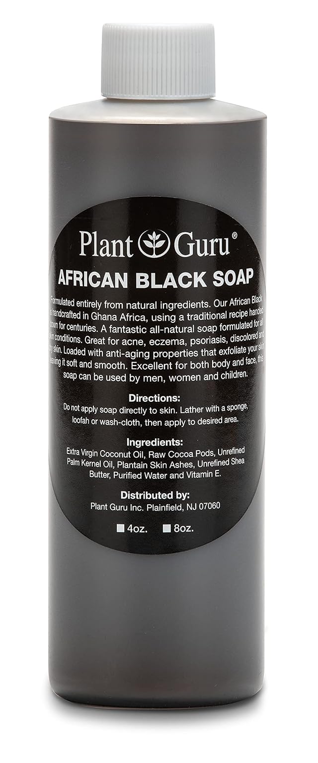 African Black Soap Liquid 8 oz 100 Raw Pure Natural From Ghana Acne Treatment Aids Against Eczema Psoriasis
