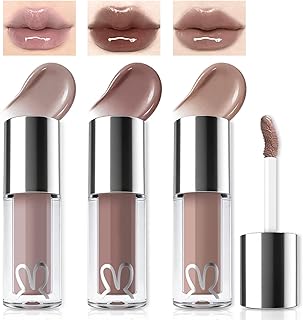 Noerrors 3pcs Mirror Finish Glossy Nude Lip G...