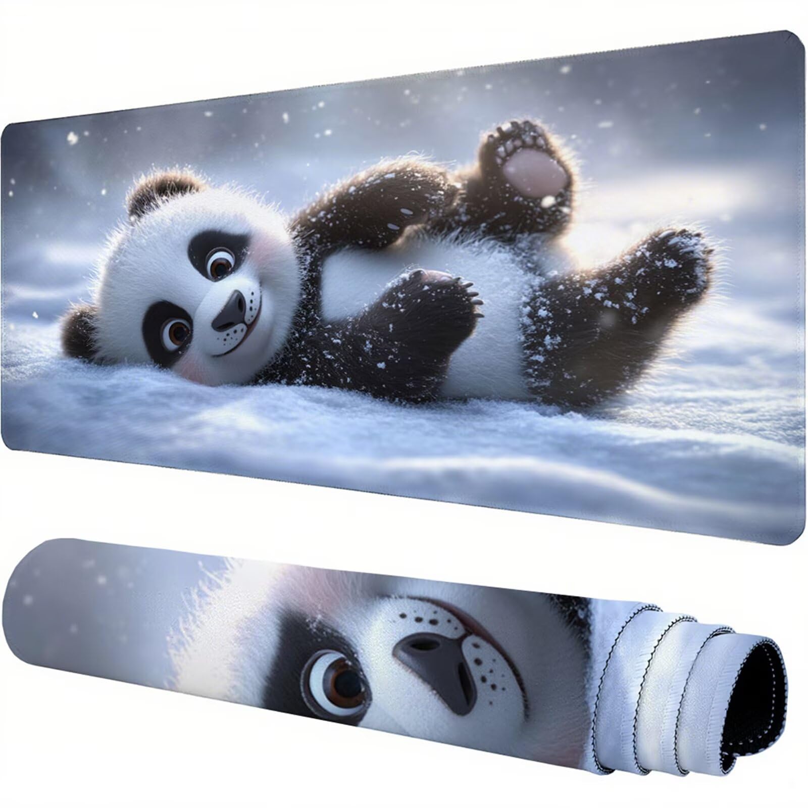 Biała podkładka pod mysz XXL 1400 x 600 x 3 mm panda pod ręką akcesoria biurowe antypoślizgowa gumowa podstawa i zszyte krawędzie podkładka pod mysz dla graczy do dekoracji biura dekoracyjnego
