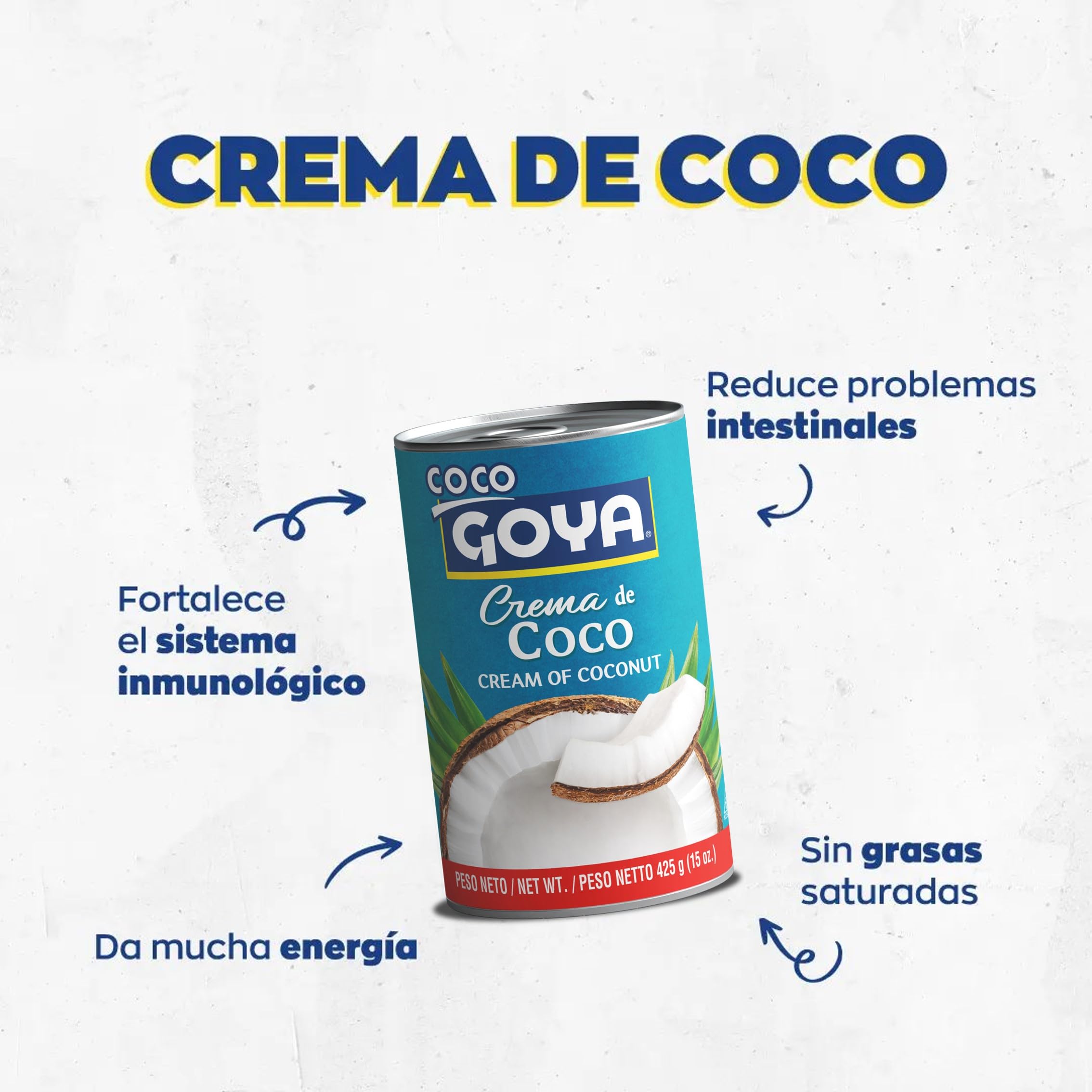 Goya Crema de Coco 425 gr, No Lácteo y Sin Gluten, Crema de Coco para Piña Colada, Reposteria y Coctelería