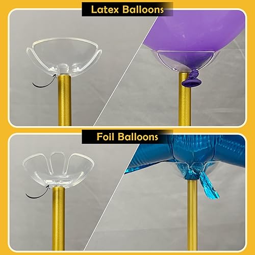Miniatura 4 de TEKXYZ Gold Balloon Stand Set of 4, 1 to 5.25 Ft Adjustable Metal Balloon Column for both Floor Stand and Table Centerpieces