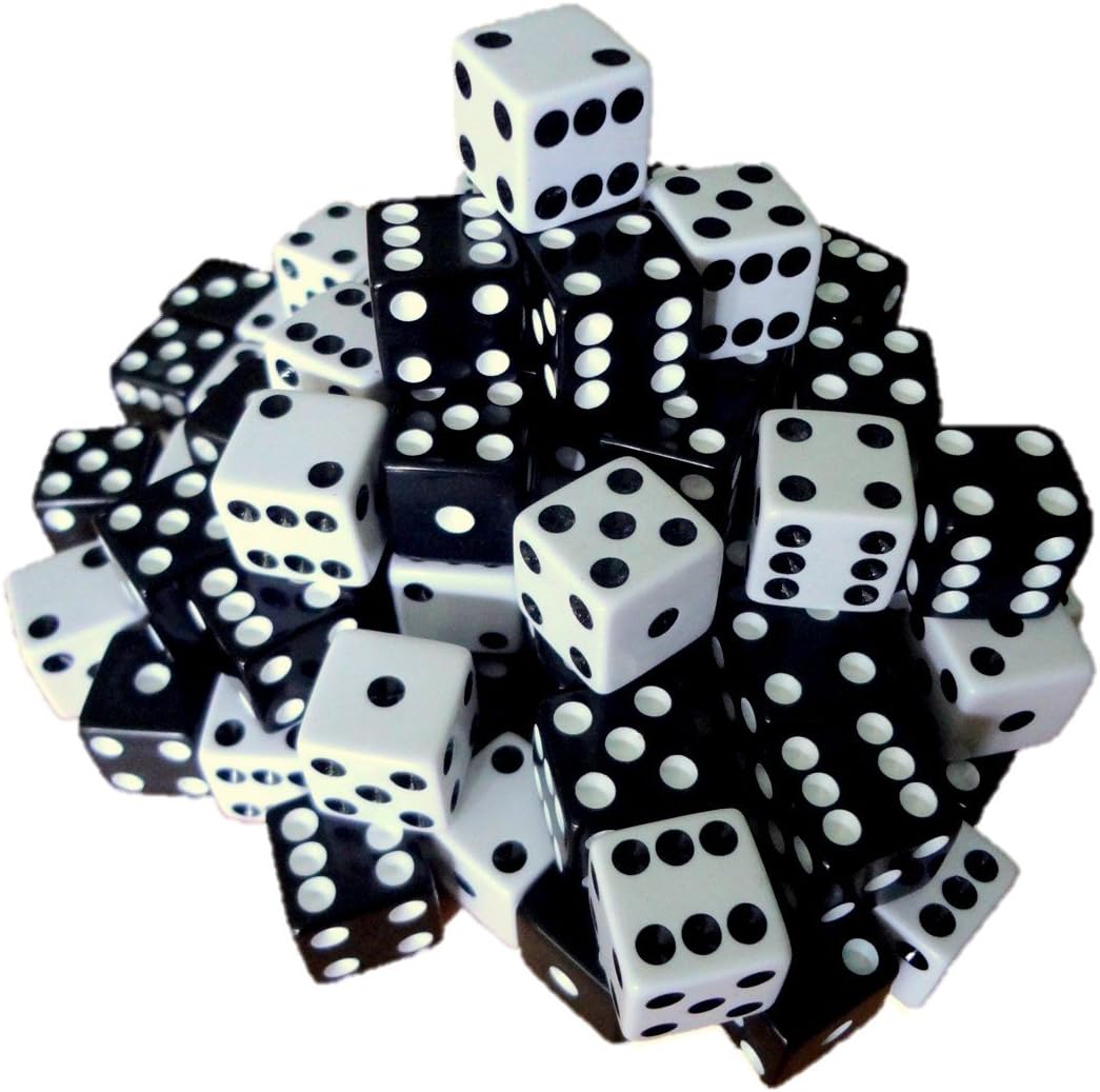 Discount Learning Supplies 100 Black and White Dice with Free Dice Bag