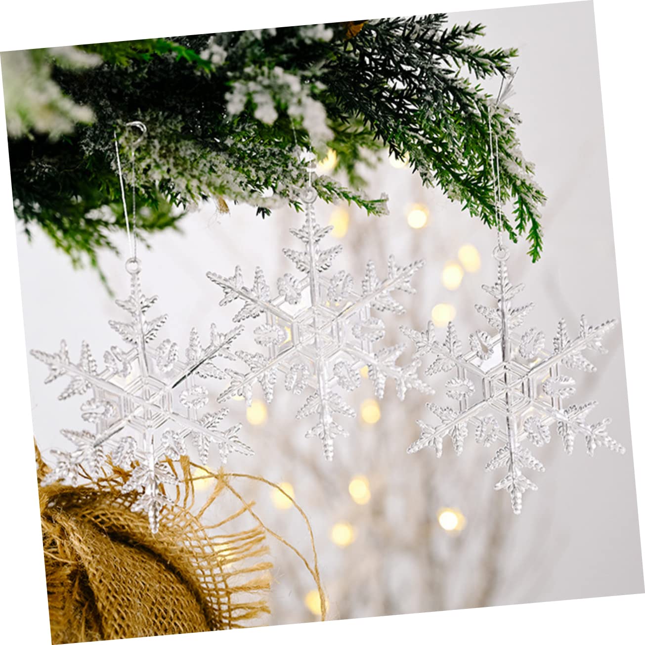 Cabilock Lot De 5 Décorations De Noël en Acrylique À Suspendre Flocons De Neige Décorations Festives À Suspendre 12 Pièces X 5
