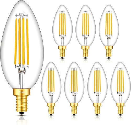 CRLight Bombillas LED regulables para candelabros de 6 W, 700 lúmenes, equivalente a 70 W, base E12, bombillas LED de 2700 K blanco cálido, estilo