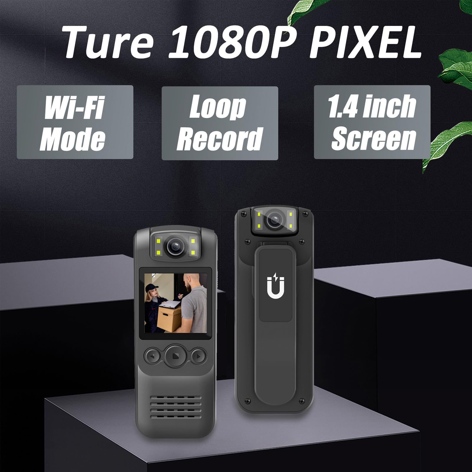 Mini Kamera Korpusowa Rejestrator Wideo, Kamera WiFi 1080P HD Magnetyczny Klips Ukryte Kamery do Noszenia z Obiektywem Obrotowym 180° 1300 MAh, Czas Pracy Baterii 5 Godzin