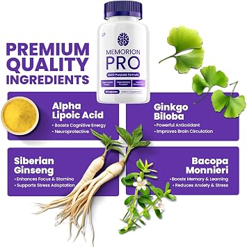 Memorion Pro Supplement Capsules MemorionPro Natural Blend Maximum Strength Formula Focus Memory Support and Reviews (5 Pack 300 Capsules)