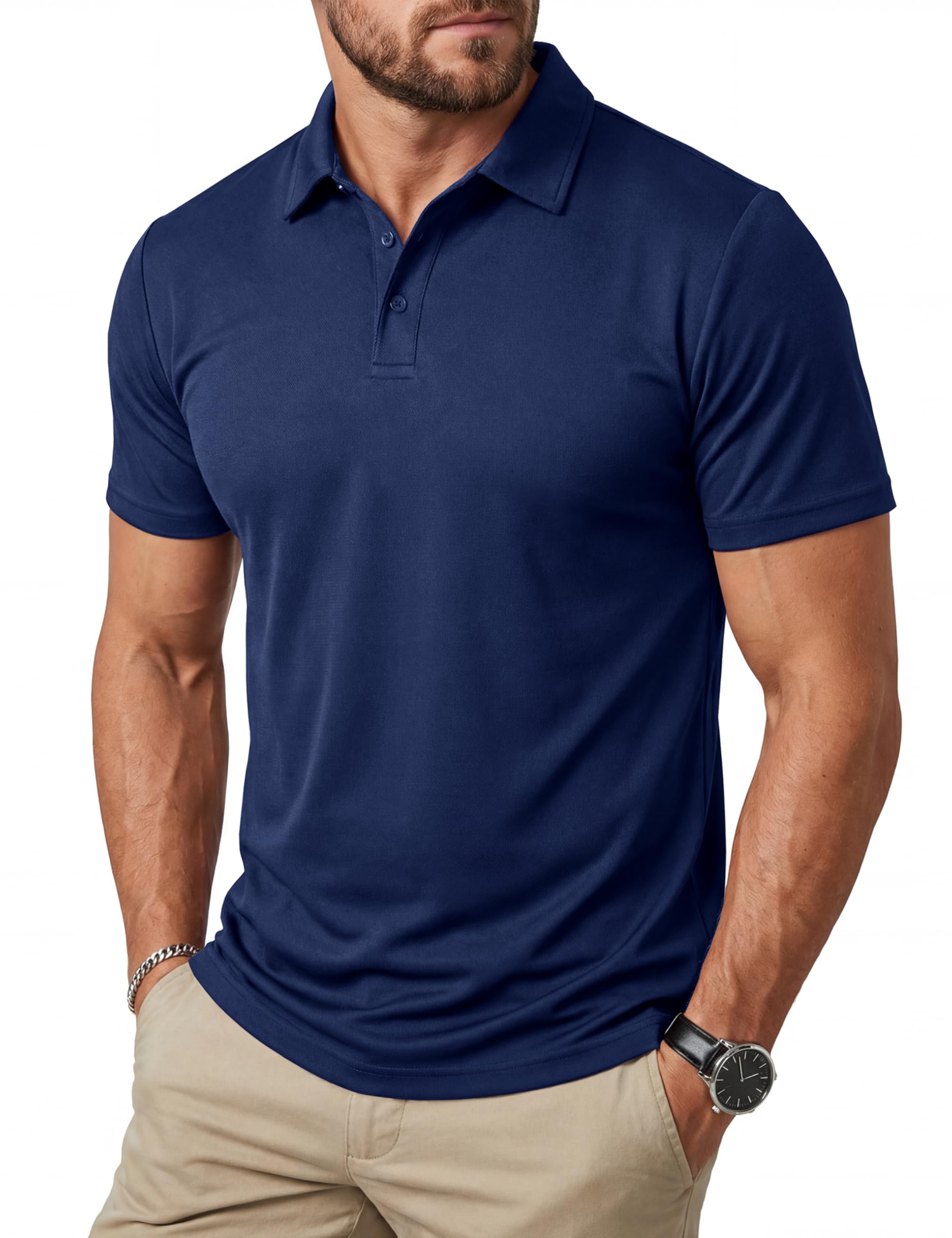 MAGCOMSEN Poloshirt Herren Kurzarm Golf Polo Tshirt Sommer Sport Funktionsshirt Schnelltrocknend Polohemd Wandershirt