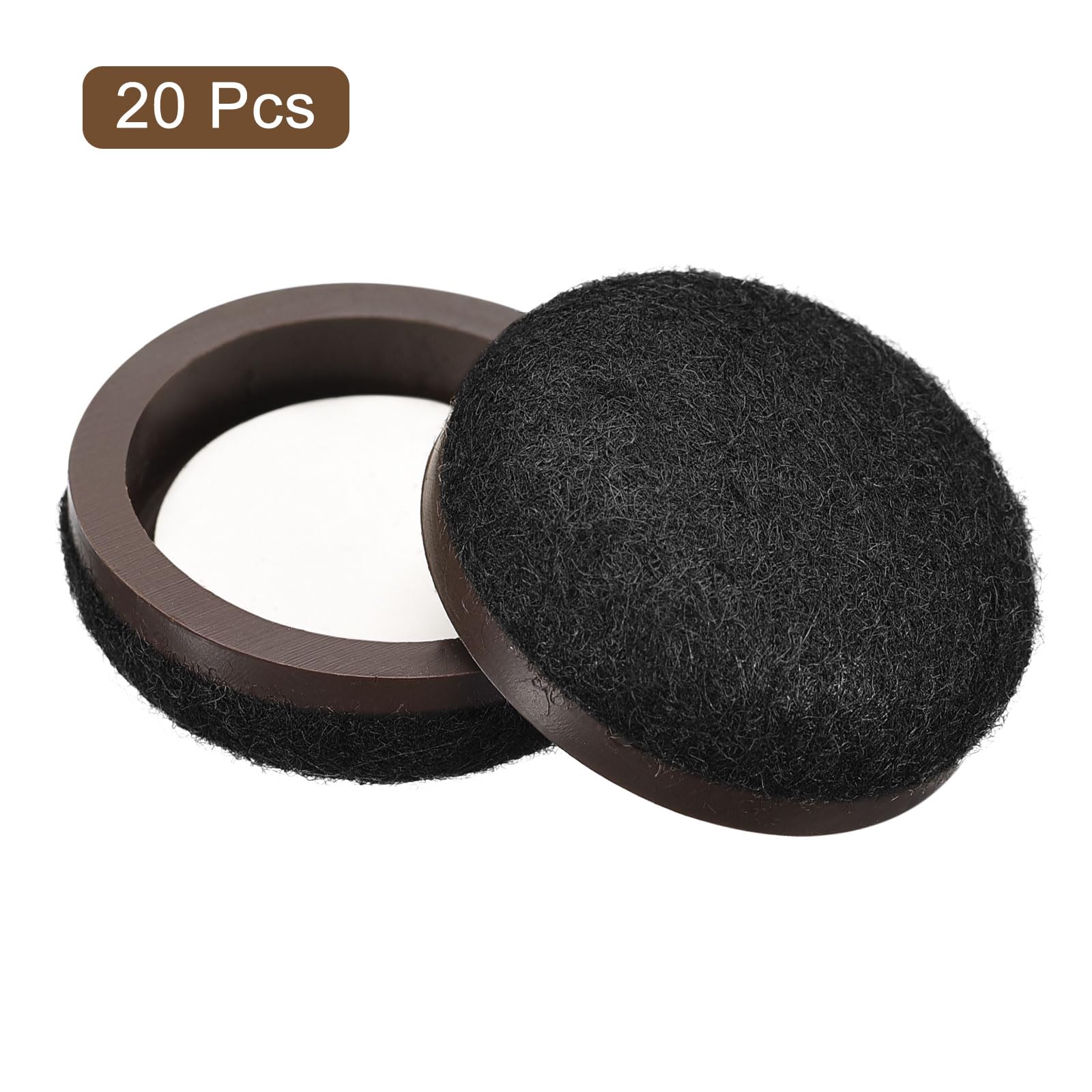 uxcell Furniture Sliders, 20Pcs 1" - Formed Felt Round Sliding Pads, Chair Glides for Carpeted Tile Vinyl Hardwood Floors (Black) - Image 3