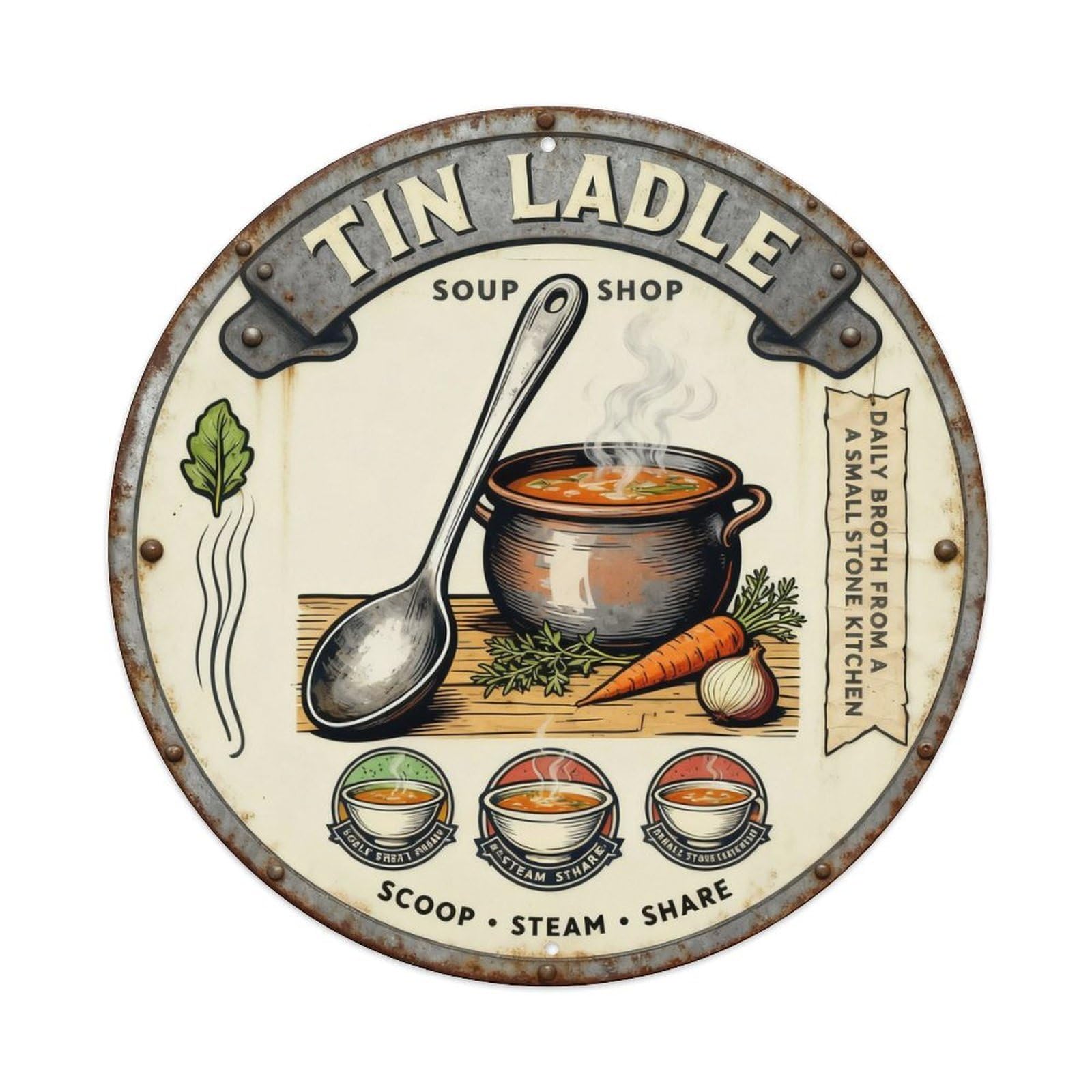 Tin Ladle Soup Shop Sign Metal Tin Sign Plaque