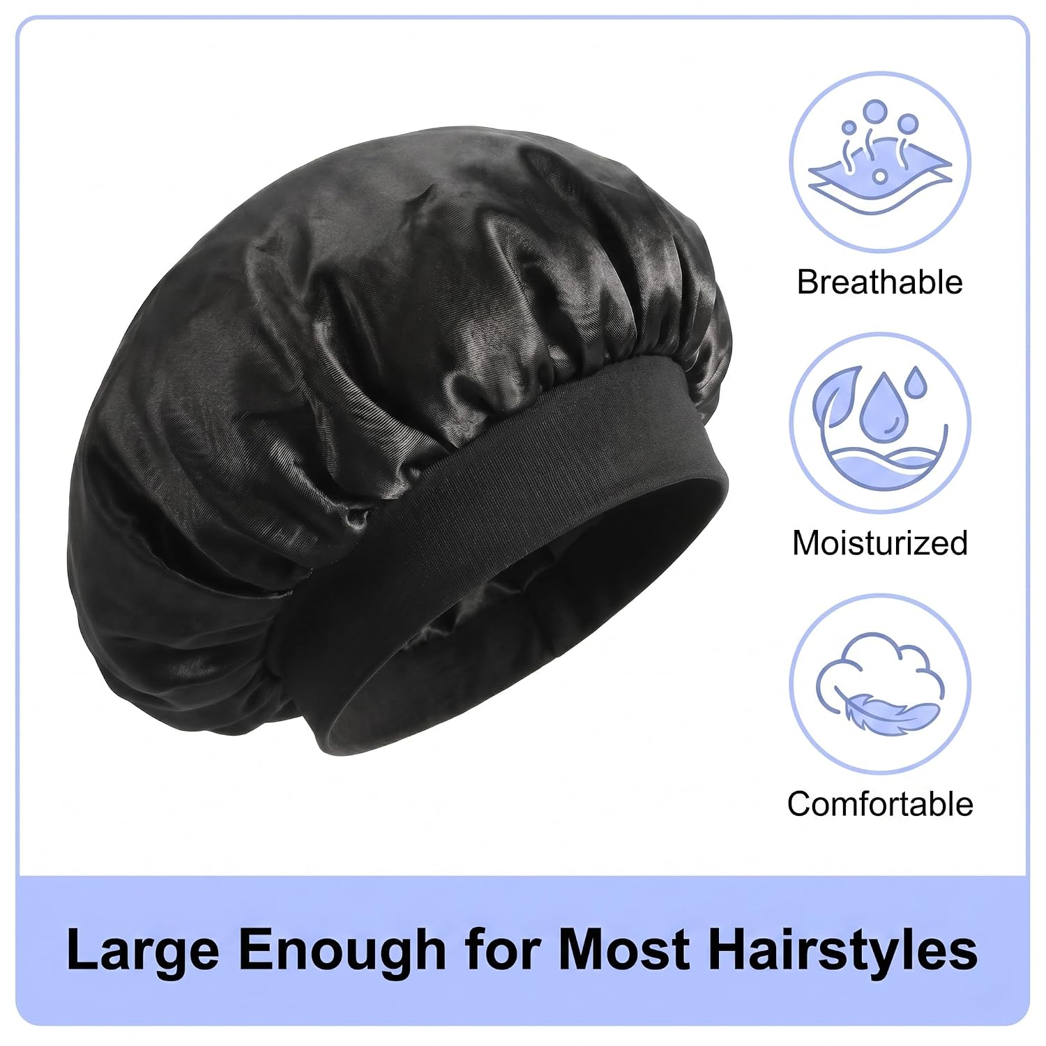 12 Pcs Large Satin Bonnets for Sleeping, 11.8 Inch Large Sleep Cap, Soft Wide Band Hair Bonnet for Women Curly Hair Braids(6 Printed and 6 Solid Colors)