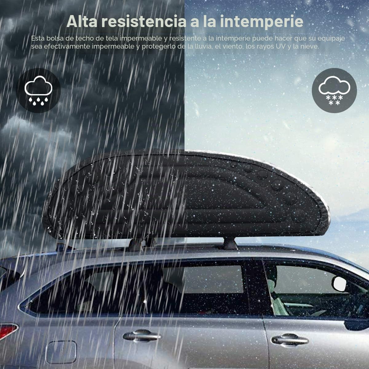 FANTASK Baúl de Techo para Coche de 400 L, con Cintas de Transporte, Color Negro