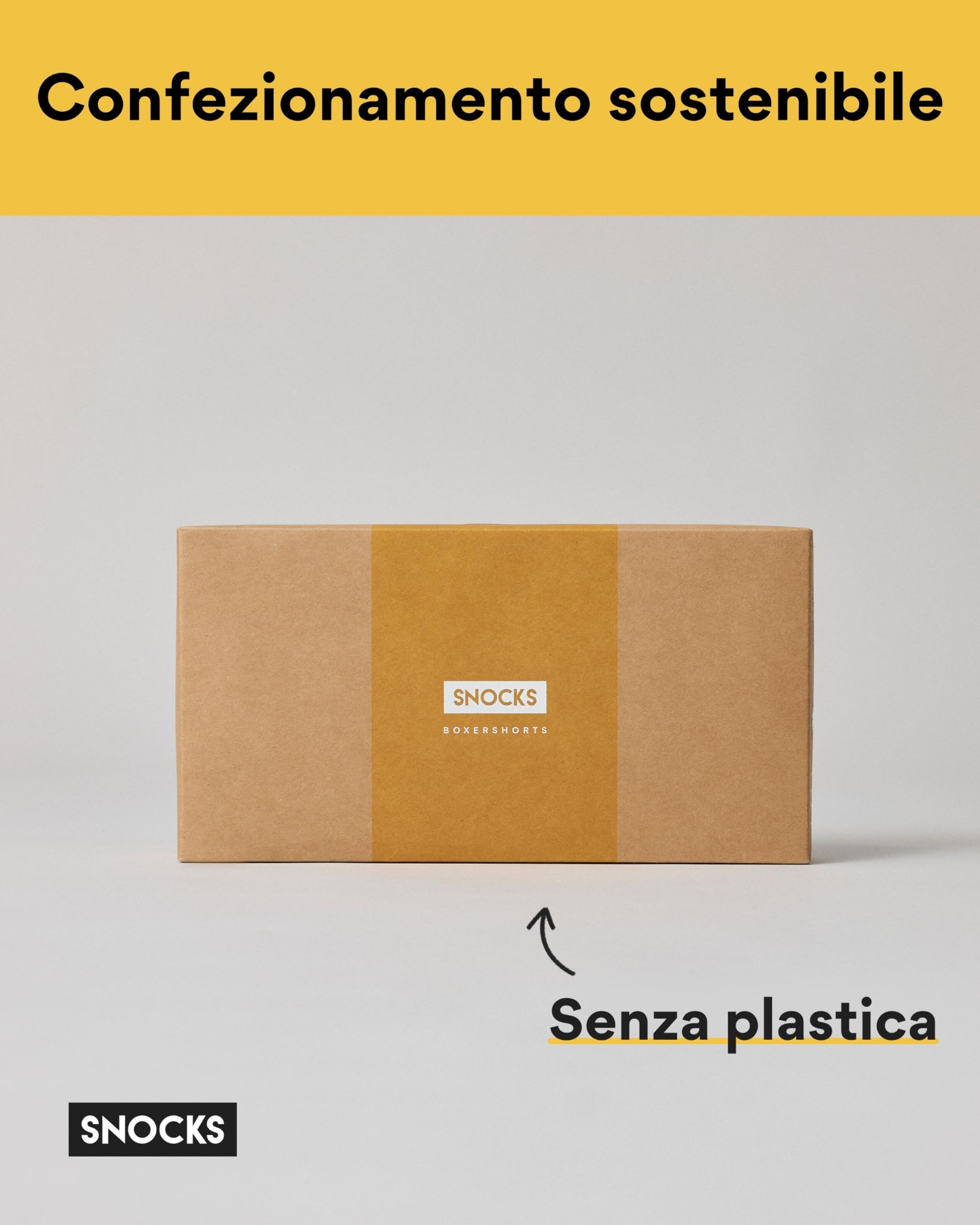 Snocks Pacco da 6 Boxer Uomo Cotone Organico con Logo - Elasticizzato e Senza Etichette