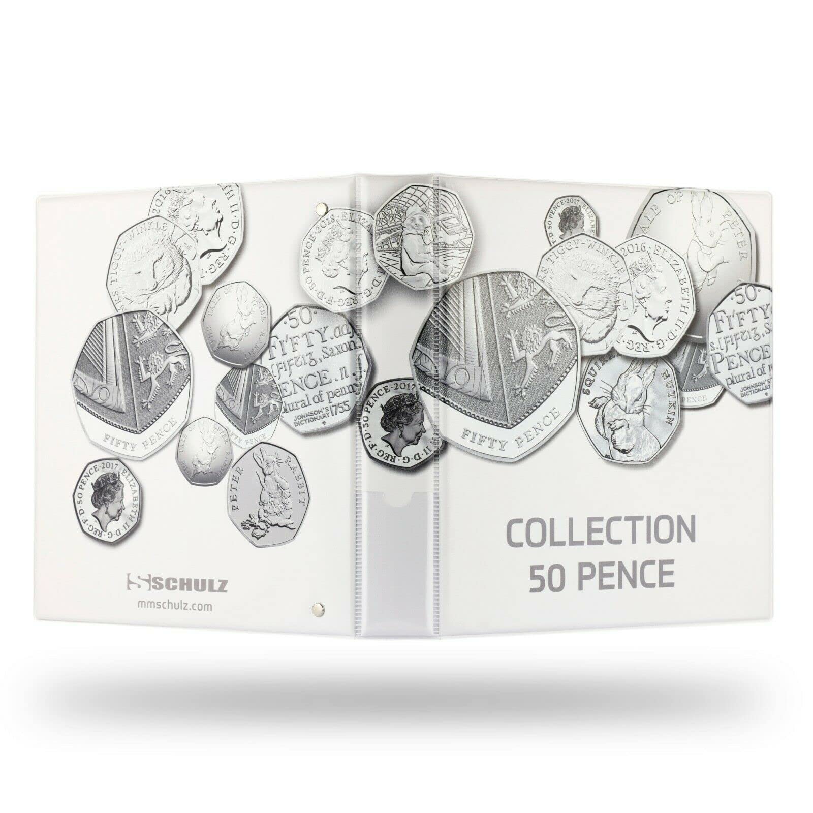 SCHULZ Münzsammelalbum Braun - Aufbewahrungsordner Für 50p, £1, £2 & 10p Münzen (bis Zu 120 Stück)