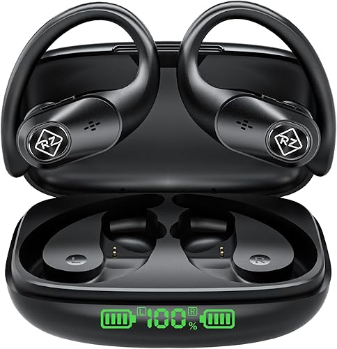 Auriculares inalámbricos, auriculares Bluetooth, estuche de carga inalámbrica, pantalla LED, reproducción de 96 horas, micrófono integrado,