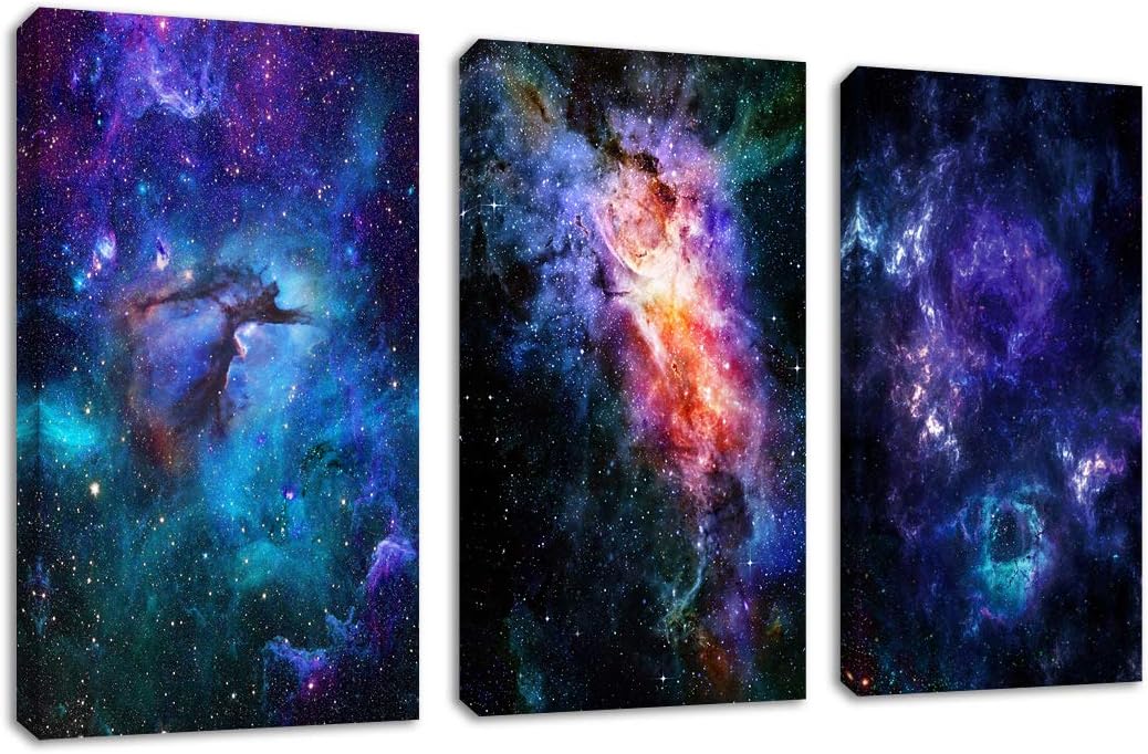 arteWOODS Canvas Wall Art Outer Space Fantastic Artwork Nebula Galaxy Canvas Art Contemporary Artwork Picture Prints for Home Wall Decor 16" x 24" x 3 Panels