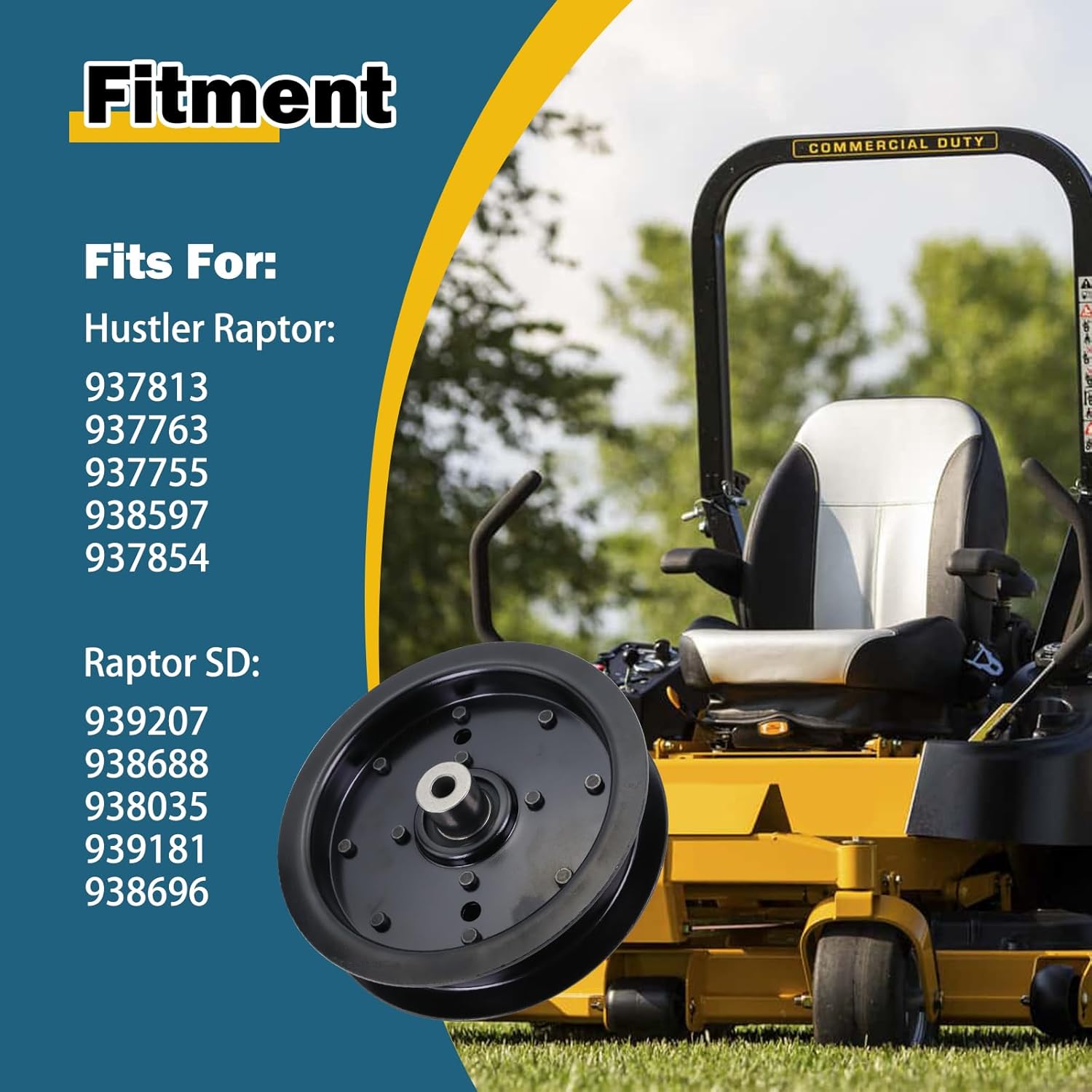 Lawn Mower Flat Idler Pulley Compatible with Hustler Raptor 52", Raptor Flip-Up, Raptor SD 48" 54" 60" Replaces 604231 126124 280-811
