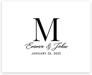 Andaz Press Custom Large Wedding Canvas Guestbook Alternative, 16 x 20 Inches, Minimalist Modern Monogram, Horizontal, Personalized Sign Our Canvas, Welcome Sign for Modern Wedding Theme