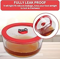 Vista 5 de 4 unidades de tapas de repuesto para recipientes de vidrio Pyrex 7201-PC de 4 tazas, tapa de silicona para tazón mezclador, hermética, color rojo