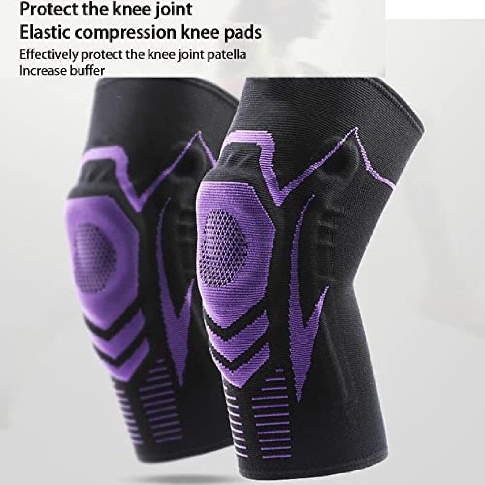 1 Paar Knieorthese, Patella-Schutz, Silikon-Feder-Knieschoner, Basketball, Laufen, Kompressions-Kniebandage, Unterstützung für Sport-Knieschoner, Lila, M