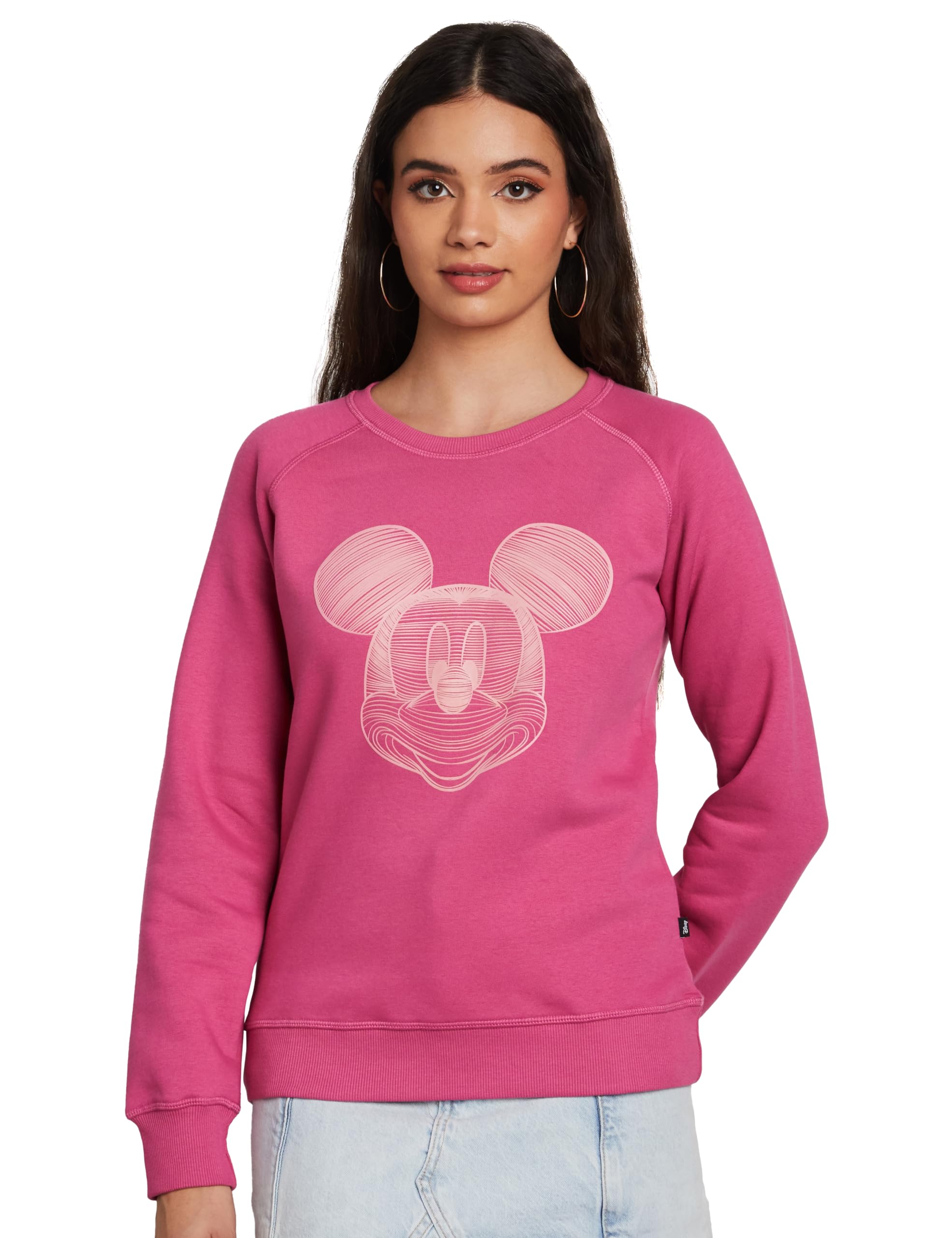 Amazon Brand - SymbolWomen's Official Disney Cotton Blend Round Neck Regular Sweatshirt SS23-D-SYM-WSWT-202_Mauve_XL