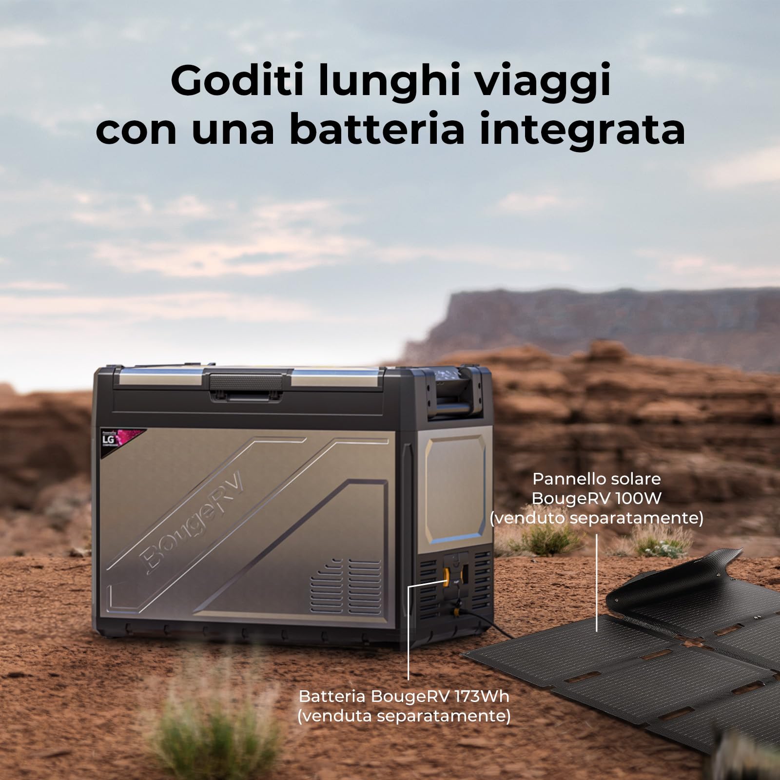 BougeRV Rocky2 65L Frigorifero per Auto con Compressore Potente da 5,7 cc Frigo Auto 12V 220V Divisore Rimovibile App Frigorifero Portatile Doppia Zona per Campeggio Viaggio Barca Camion -20℃~20℃