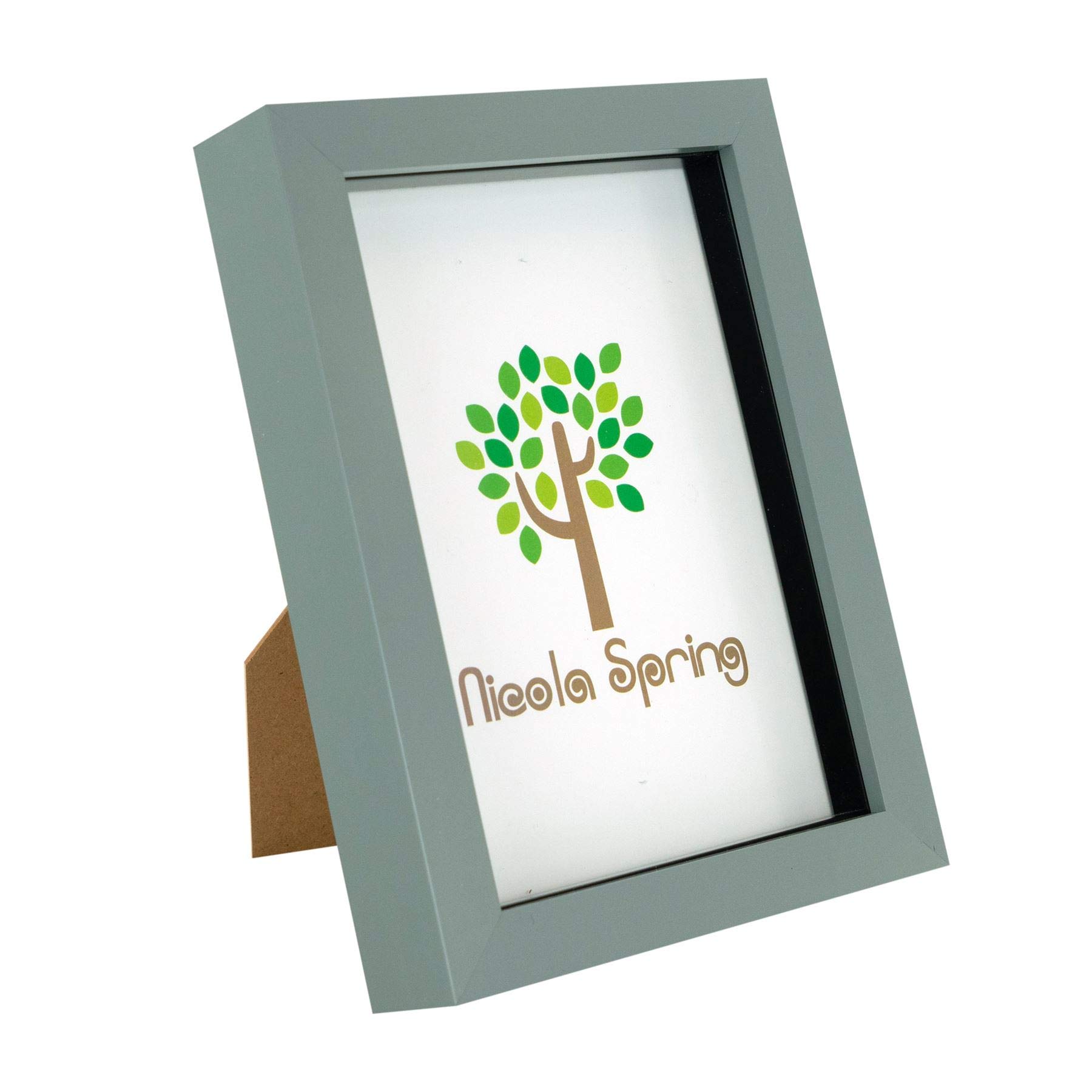Nicola Spring Grey 3D Shadow Box Photo Frame - 5X7 (12X17cm) - Pack Of 1 - 3D Photo Frame Box Picture Portrait Display Case For Crafts, Keepsakes, Wedding, Graduation Size 3