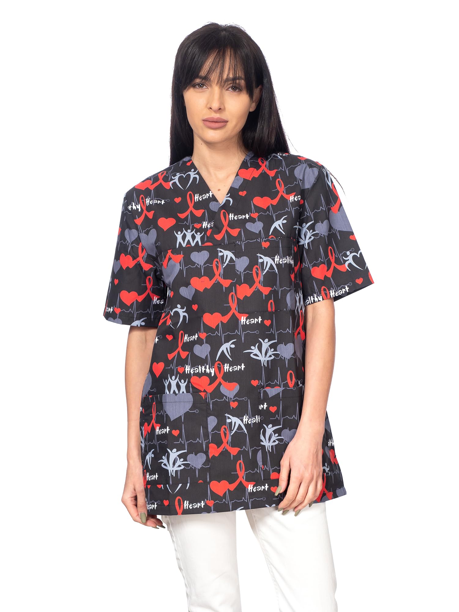 DINOZAVR Bruna Sanitario Camisa Médica con Cuello en V para Mujeres — view 29