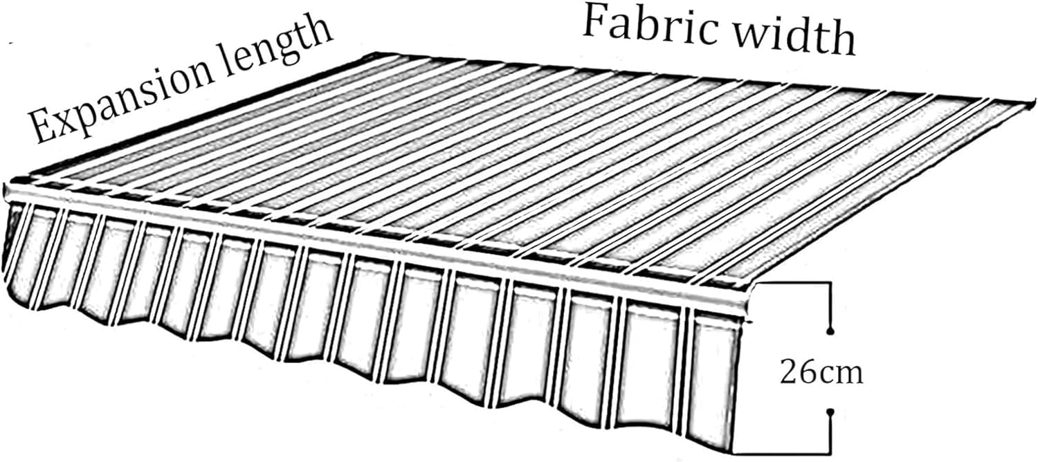 Retractable Patio Awning Replacement Fabric (Without Frame) Sun Shade Awning Cover Waterproof Outdoor Patio Canopycustomizable(Size:16x10ft,Color:Blue), 12x8ft
