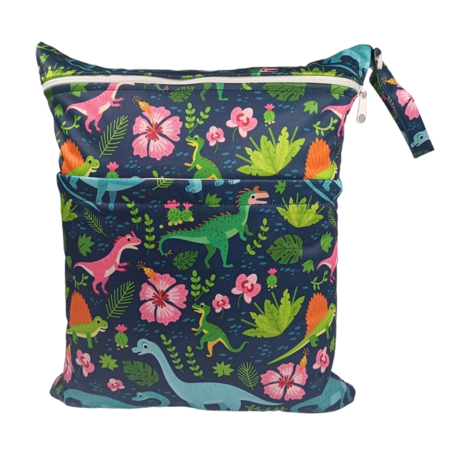 Hixingo Waterproof Wet Dry Bag, Reusable Nappy Wet Bag Cloth Diaper Wetbag with Zipper 30x36cm Cartoon Style Nappy Wetbags Washable for Baby Items Wet Clothes (Green Leaf,4 Pieces)
