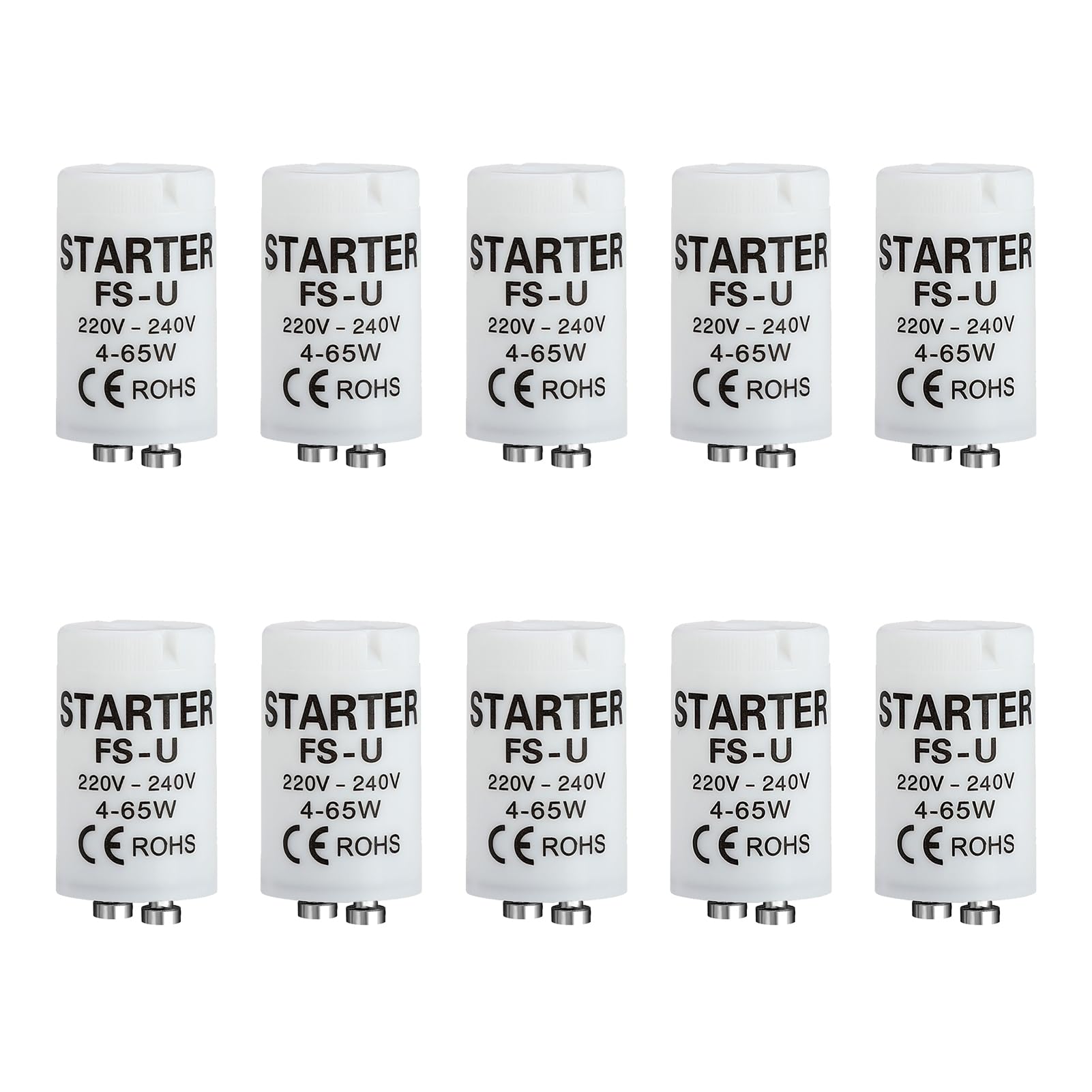 Hukneqn 10 Stück Starter Leuchtstoffröhren, Starter für Leuchtstoffröhren 4-65 Watt, Universal Starters, schnelle Zündung, sicher und langlebig, geeignet für Haushalt und Gewerbe, ST111 220-240V