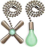 Vista 8 de Black Ceiling Fan Pull Chain Set, 2Pack 3mm Diameter Beaded Fluorescent Decorative Pendant Extension, 12in Lighting & Fan Chain Extender with