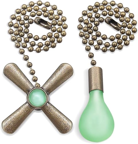 Miniatura 9 de Juego de cadena de ventilador de techo plateado, 2 unidades de extensión colgante fluorescente con cuentas fluorescentes de 0.118 in de diámetro,