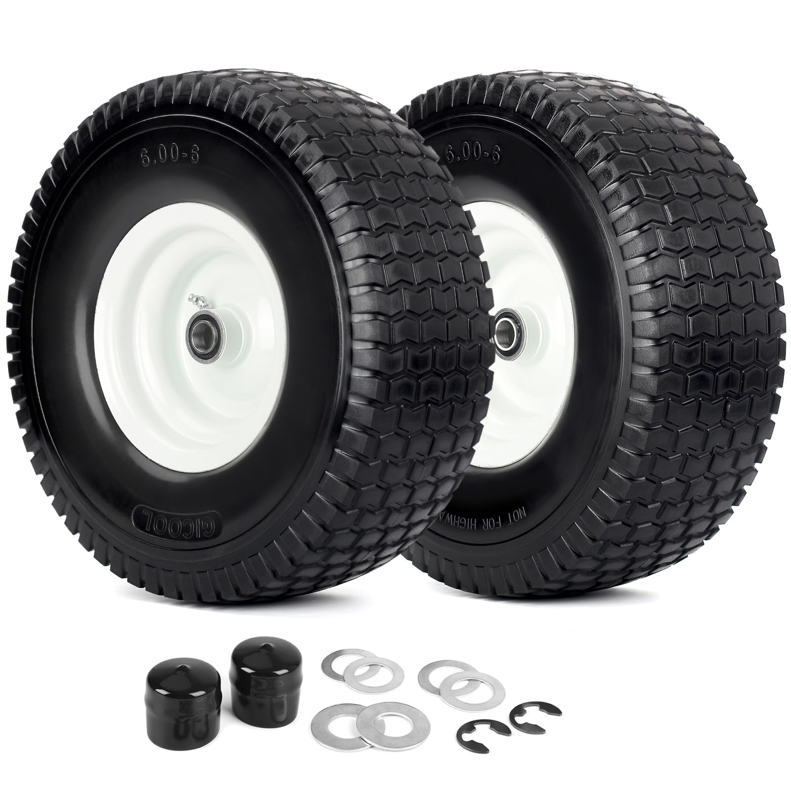Amazon.com: GICOOL 15x6.00-6 Flat Free Lawn Mower Tire and Wheel