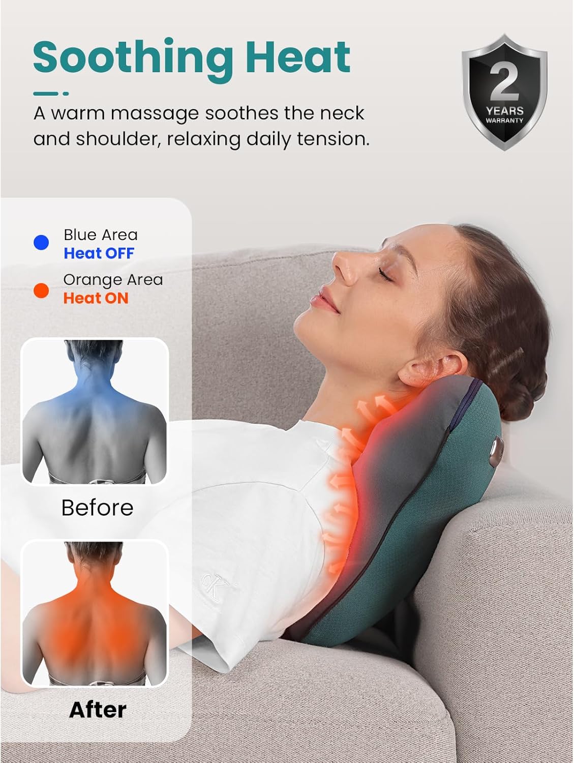BOB AND BRAD Back Massager with Heat FSA Eligible/HSA Eligible, EZBack Corded Back Massager for Pain Relief Deep Tissue, Shiatsu Back and Neck Massage Pillow, Soothing Full-Body Relief for Women Men - Image 3