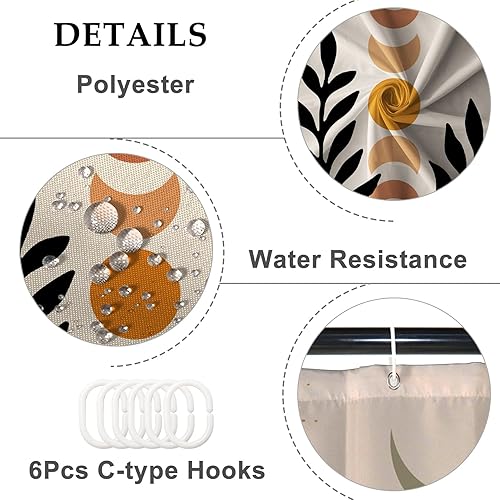 Miniatura 5 de Baocicco Cortina de ducha de mediados de siglo, diseño botánico abstracto botánico, de sol y luna, para baño, bañeras, cortina de ducha de tela