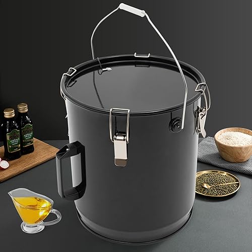 Miniatura 5 de Cubo de eliminación de grasa, contenedor de transporte de acero laminado en frío de 6 galones con tapa de bloqueo, grifo, asas y filtro, para aceite