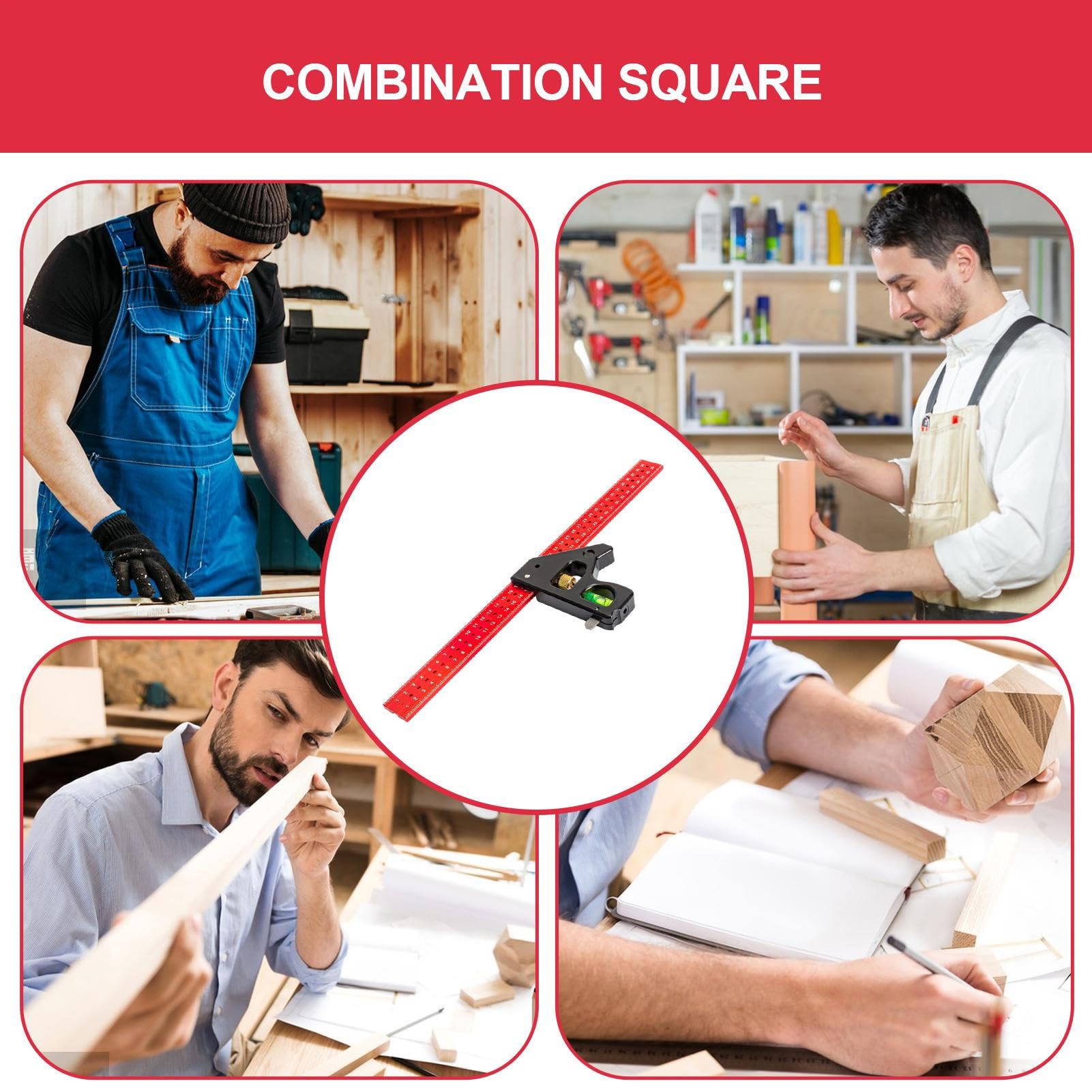 Équerre combinée - Équerre combinée, règle carrée | Niveau carré à corps en métal