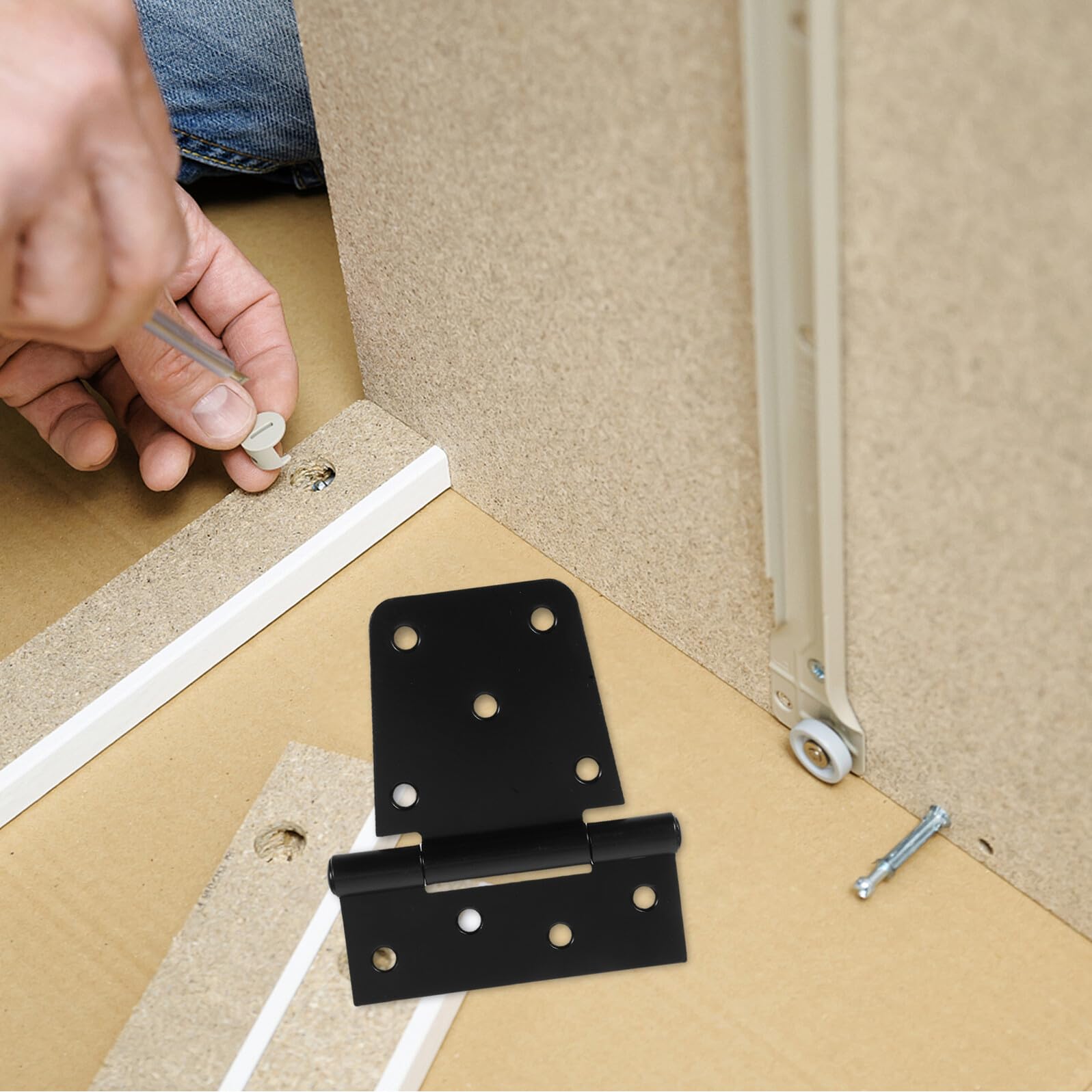 OUNONA 2 pezzi Cerniere Pesanti in Acciaio Carbonio Nere Opache per Porte e Cancelli Resistente alla Ruggine con Viti Incluse Adatte per Porte di Fienile e Mobili Installazione Facile