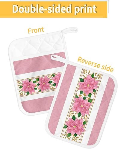 Miniatura 9 de Juego de 2 soportes para ollas de Navidad de Papá Noel para cocina, antideslizantes y aislantes de calor, juego de agarraderas de tela de toalla con