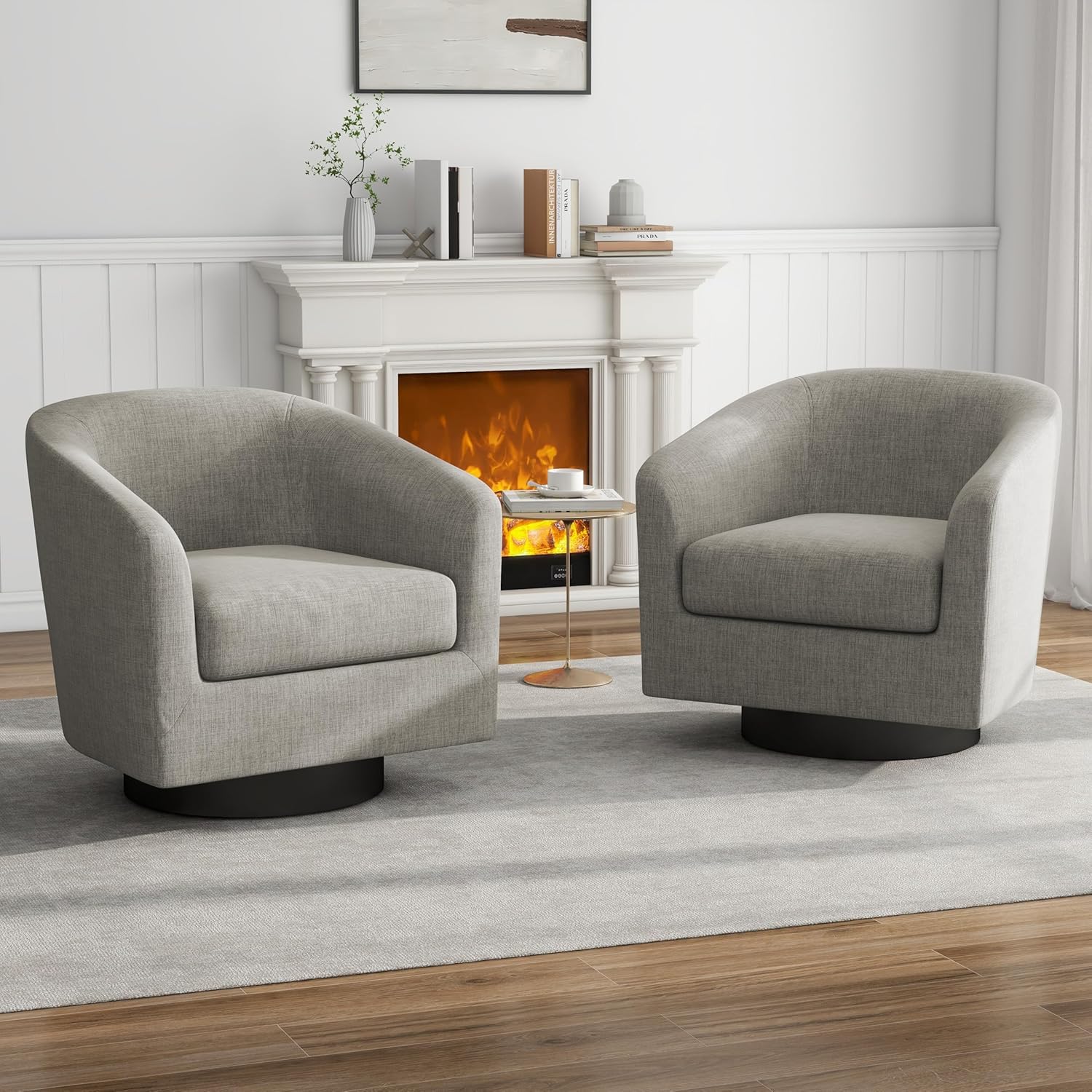 UIXE Fabric Swivel Chair Set