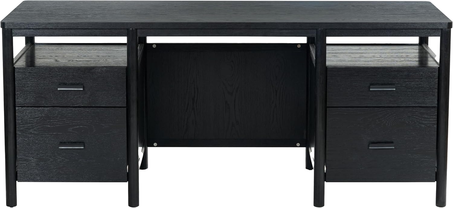 SAFAVIEH Couture Collection - Jaylessa Black Wood 4-Drawer Desk, Modern Storage Writing Table with Metal Accents (SFV4230B)