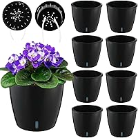 Vista 20 de Planterhoma Macetas de riego automático de 5 pulgadas para plantas de interior, 6 paquetes de macetas de violeta africana con indicador, maceta