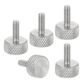 MECCANIXITY 5pcs M3 x 8mm Knurled Thumb Screws, 304 Stainless Steel Flat Head Thumb Screws Metric Diamond Knurled Head Bolts Grip Knobs Hand Tighten Thread Fasteners, 10mm Dia
