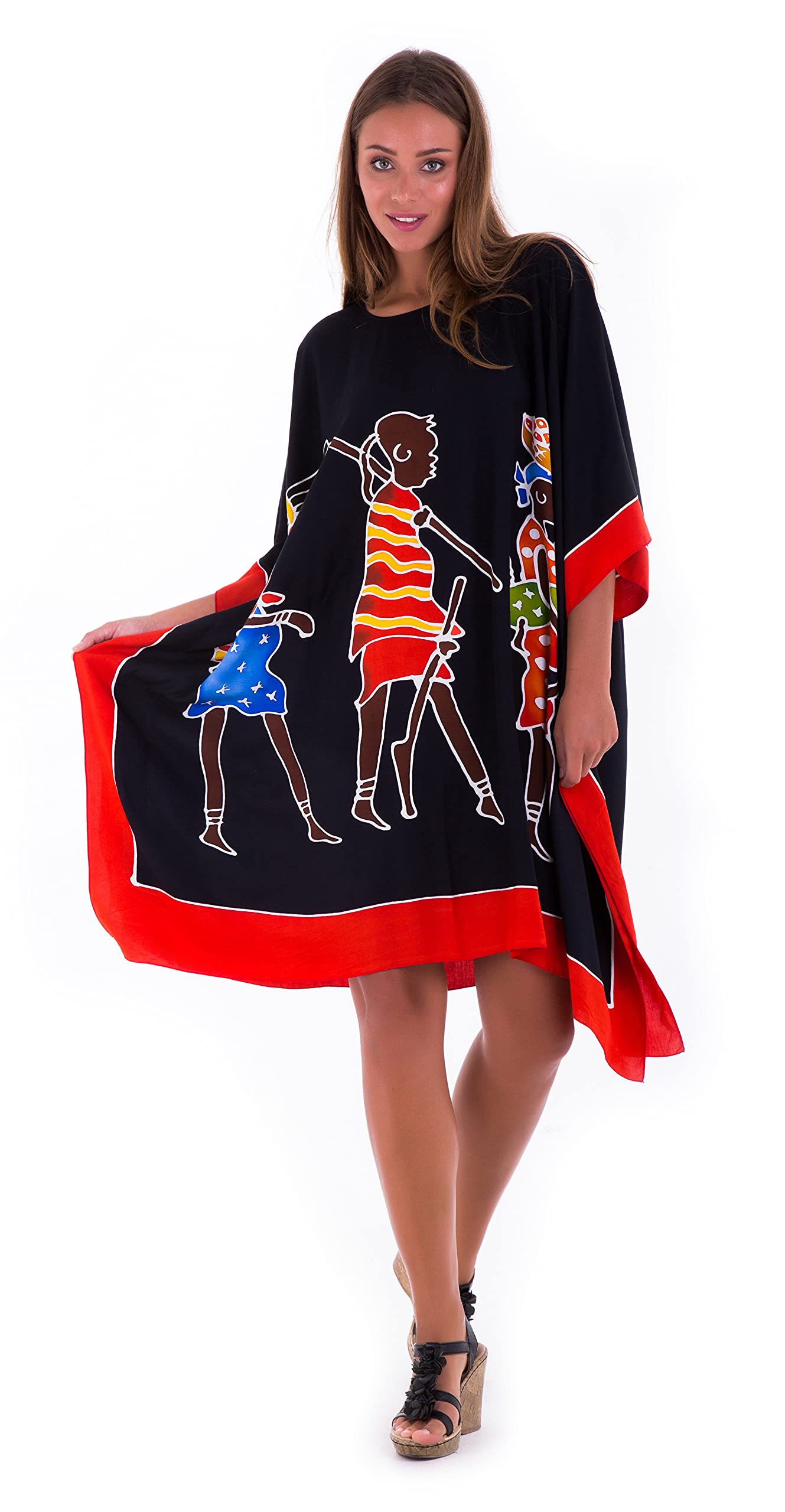 SHU-SHI - Caftán Corto para Mujer - Corte Estilo Poncho - Ideal para la Playa - Tallas Grandes