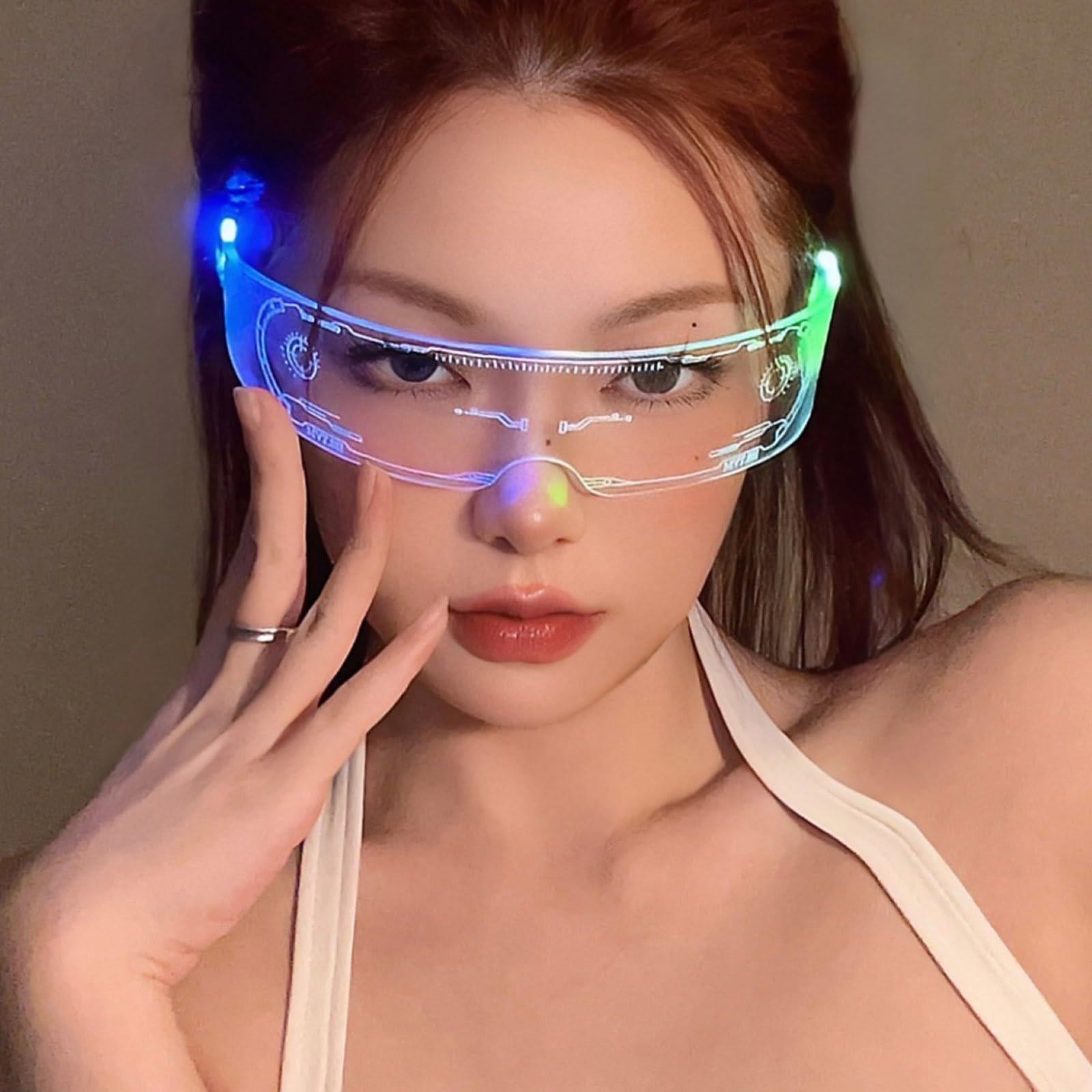 Okulary Led Dwustronne śWiatłO 7 KoloróW Okulary Cyberpunkowe śWiecąCe Okulary Na Koncert Imprezowy