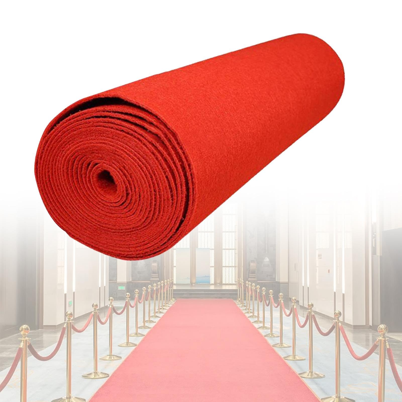 Baoblaze Roter Teppich, 1,2 Meter breit, rutschfest, tragbar, stabil, Hochzeitsteppich, roter Gangläufer für Party, Babyparty, Geburtstag, Outdoor-Dekoration, 1.2mx10m