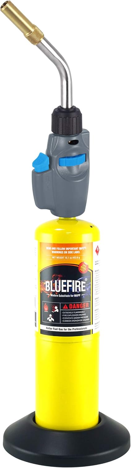 🛒 Crаzу Dеаlѕ BLUEFIRE MRAS-8098 Trigger Start Torch Head Nozzle,High Intensity Up to 2430°F,Free Cylinder Base,Propane MAPP MAP Gas,Welding Brazing Soldering,Plumbing HVAC (Swirl Tip Torch Only)
