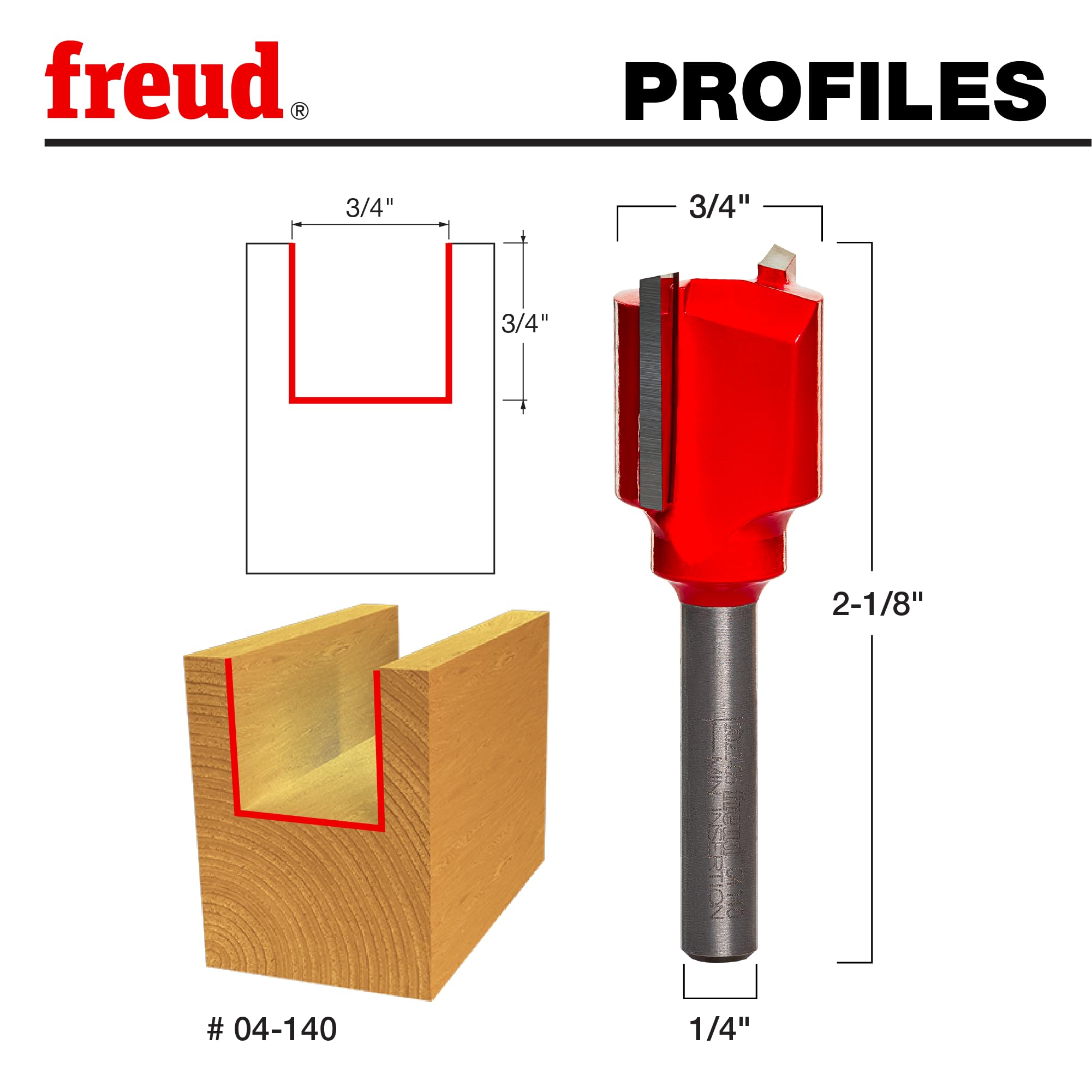 Freud 13-156 3/4 Inch Super Hook Straight Router Bit - 1/2 Inch Shank For CNC Routers