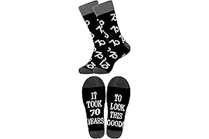30th 40th 50th 60th 70th Birthday Gifts for Men: Black Crew Cotton Socks