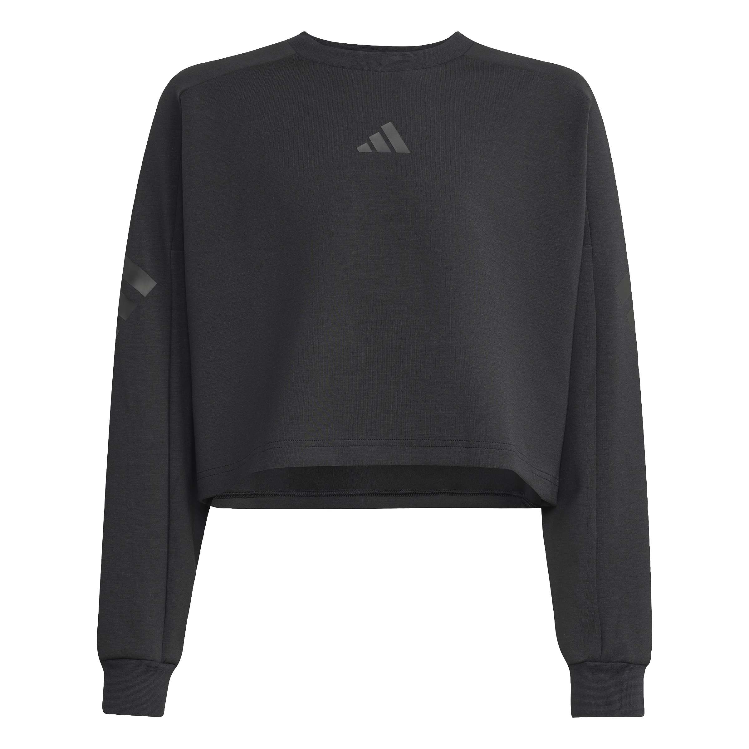 adidas Girl's Future Icons 3 Stripes Cropped Sweatshirt, black/black, 9-10 Years